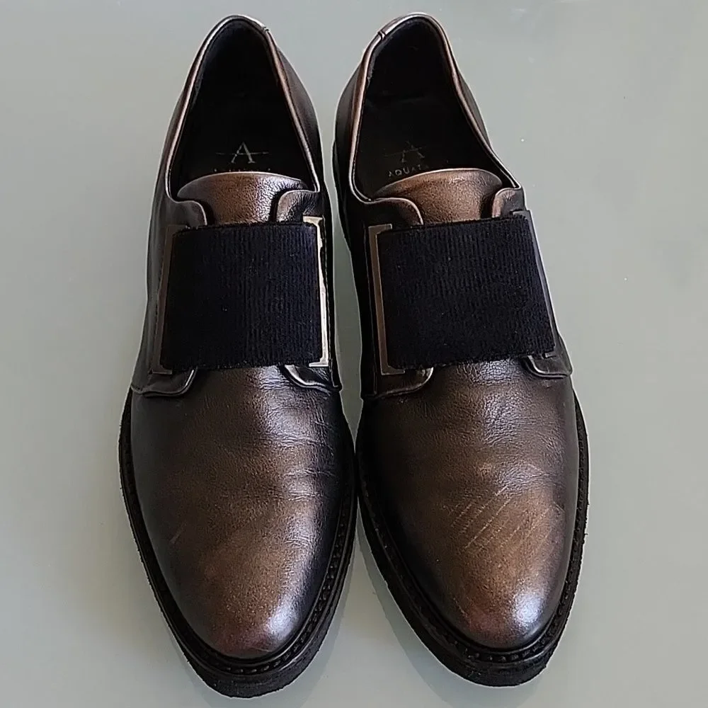 Aquatalia Chunky Kenley Metallic Chic Avant Garde Whimsigoth Loafers‎ Size 7.5